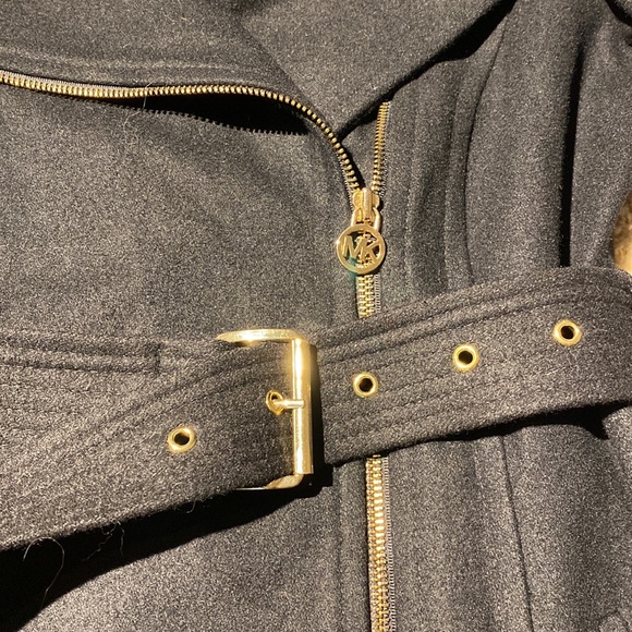 Black Michael Kors Wool Blend Coat - Picture 5 of 14